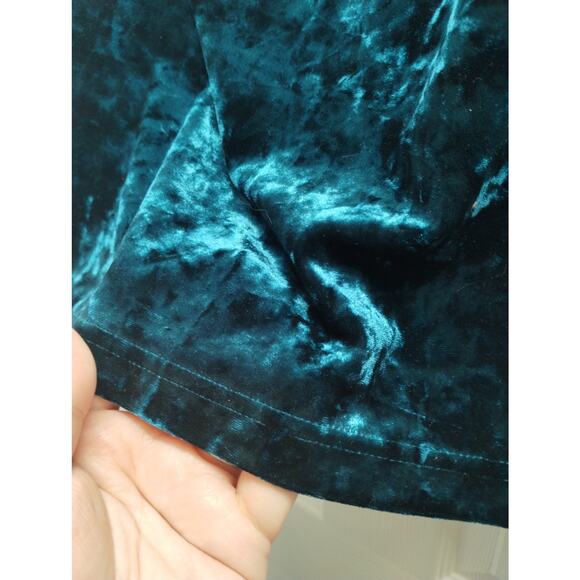 Beige by ECI Size Medium Green Teal Velvet Ruffle Fairy Boho On/Off Shoulder Top - Picture 3 of 5